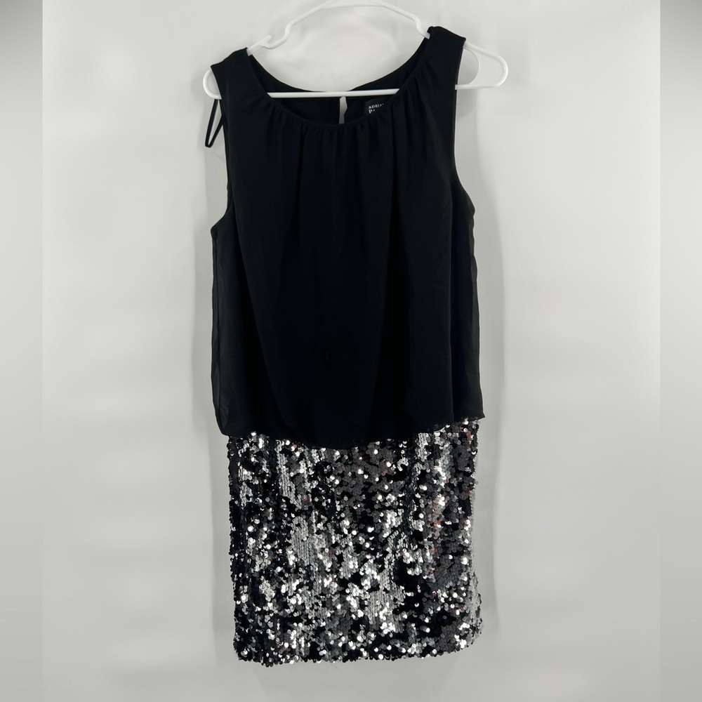 Adrianna Papell black sleeveless sequin dress size 8